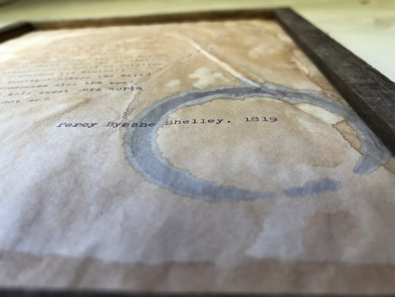 Love's Philosophy by Percy Bysshe Shelley. Vintage poem print. Typewritten. Close up of distressed look.