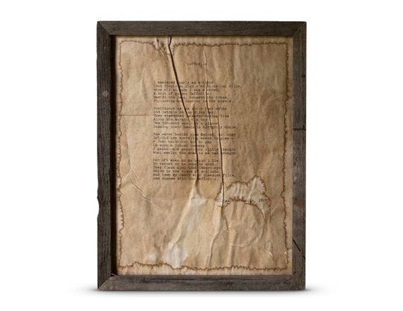 Daffodils (I Wandered Lonely as a Cloud) by William Wordsworth. Vintage Poem Print.
