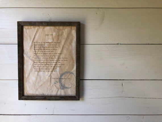 Sonnet 116: Let Me Not to the Marriage of True Minds by William Shakespeare. Vintage poem print. Typewritten.