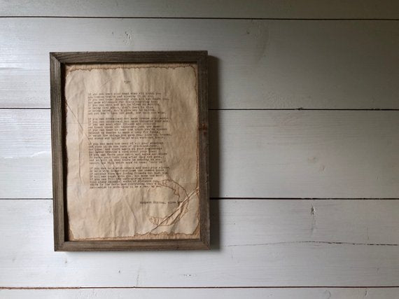 If by Rudyard Kipling. Vintage poem print. Typewritten.