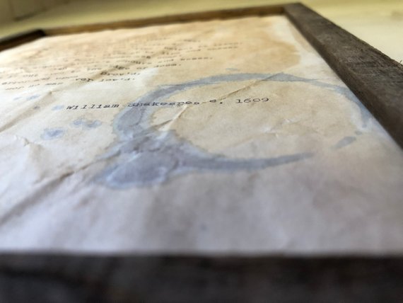 Sonnet 116: Let Me Not to the Marriage of True Minds by William Shakespeare. Vintage poem print. Typewritten. Close up of distressed look.
