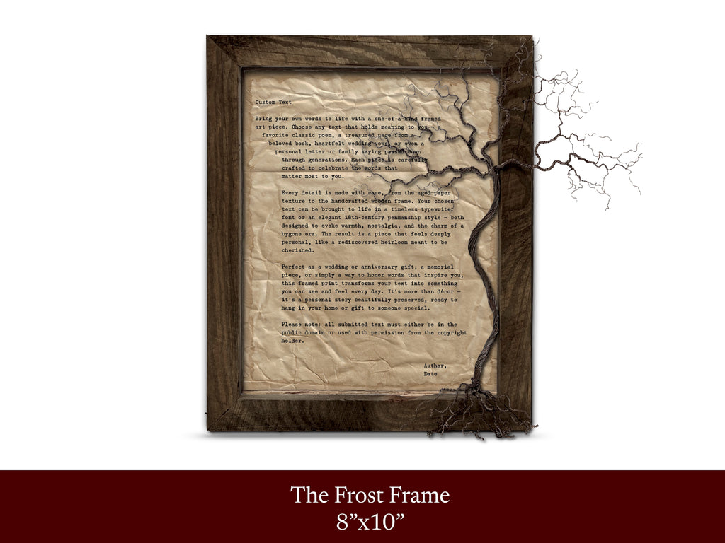 Handmade Aged Custom Poem, Quote, Book Page, Wedding Vows or Song Lyrics Print