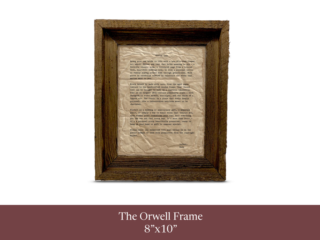 Handmade Aged Custom Poem, Quote, Book Page, Wedding Vows or Song Lyrics Print