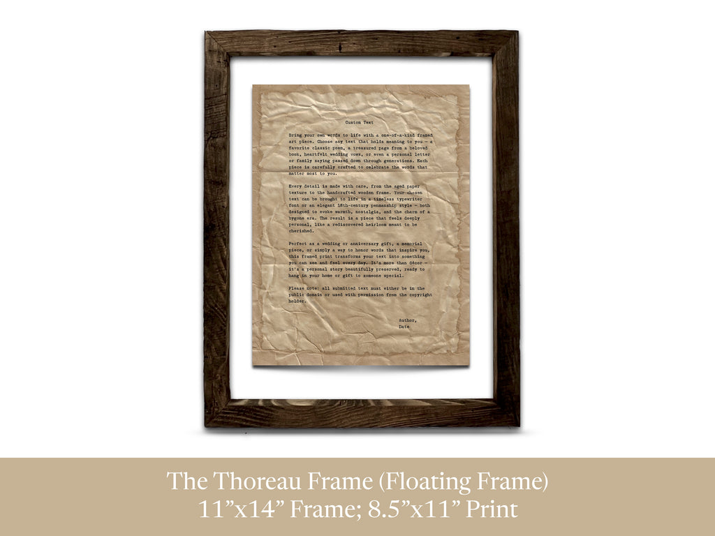 Handmade Aged Custom Poem, Quote, Book Page, Wedding Vows or Song Lyrics Print