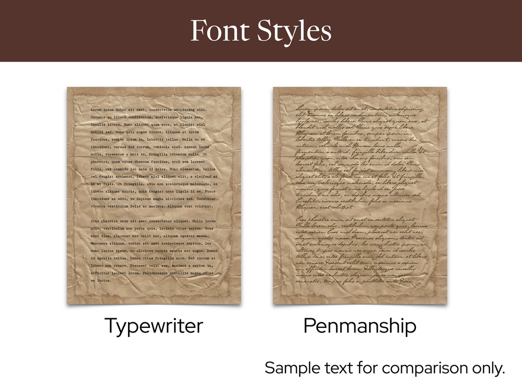 Handmade Aged Custom Poem, Quote, Book Page, Wedding Vows or Song Lyrics Print