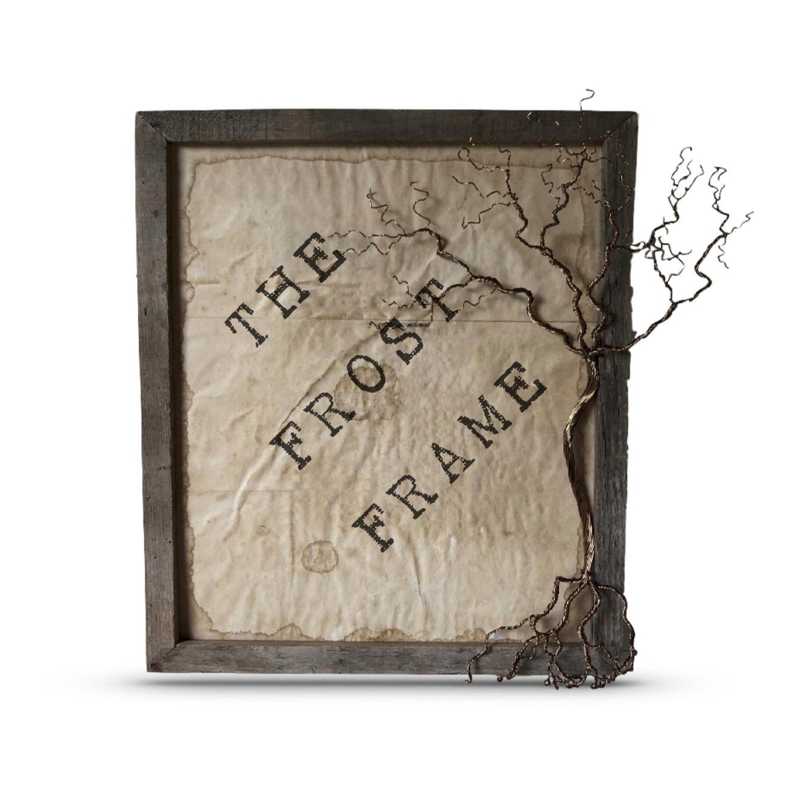 Wooden frame with 'The Frost Frame' branding on a white background