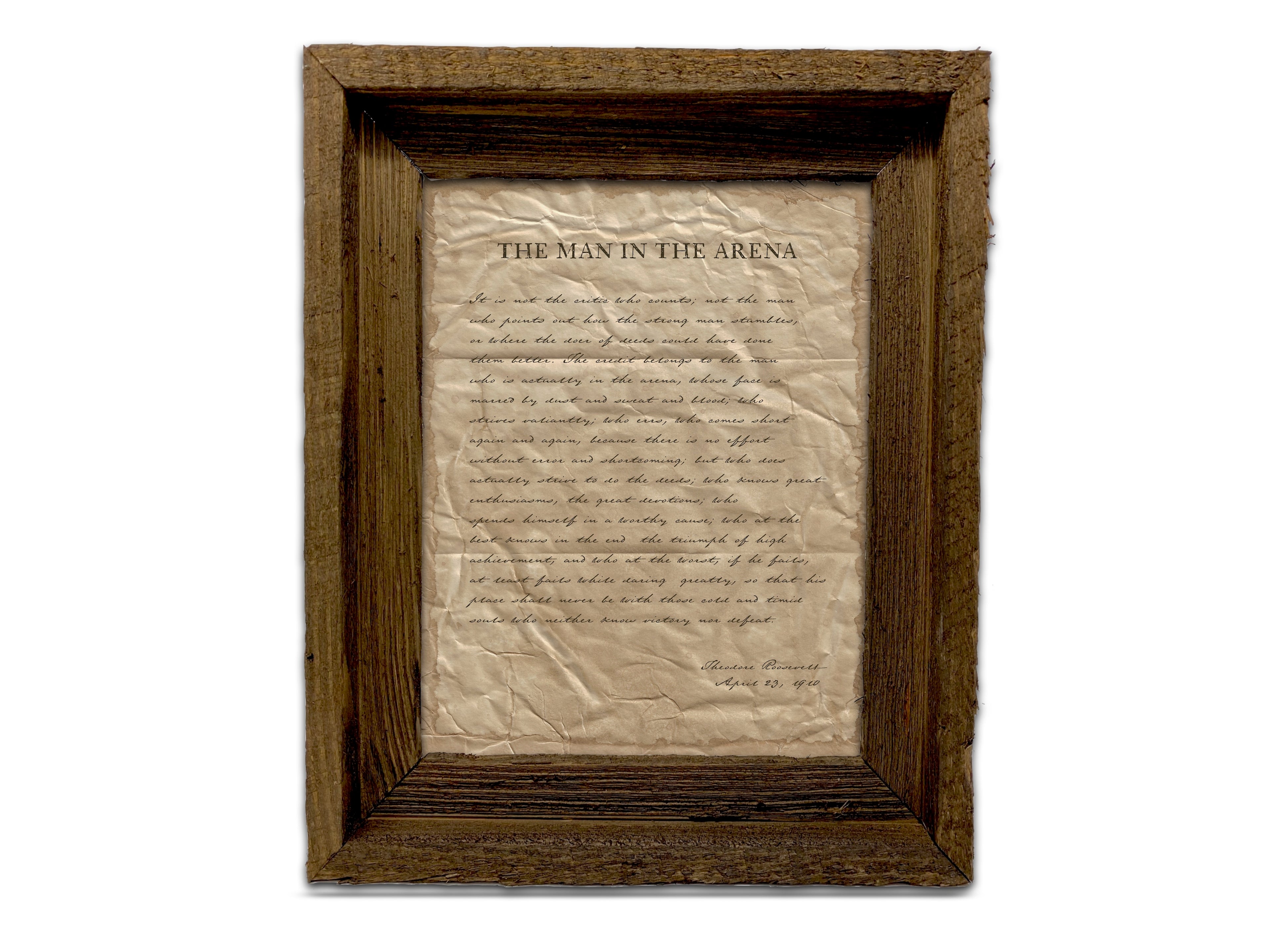 The Man in the Arena by Theodore "Teddy" Roosevelt - Handwritten Style