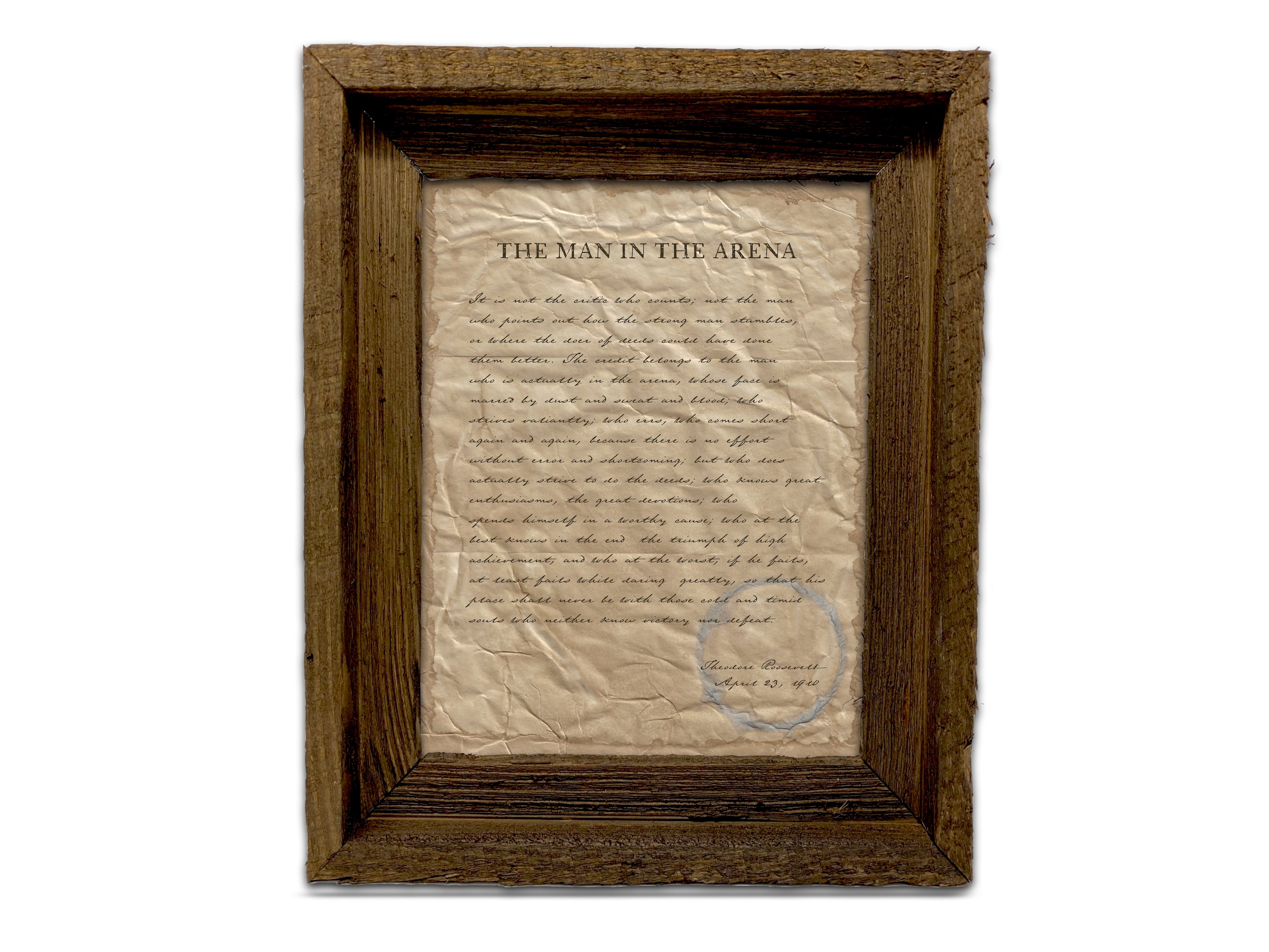 The Man in the Arena by Theodore "Teddy" Roosevelt - Handwritten Style