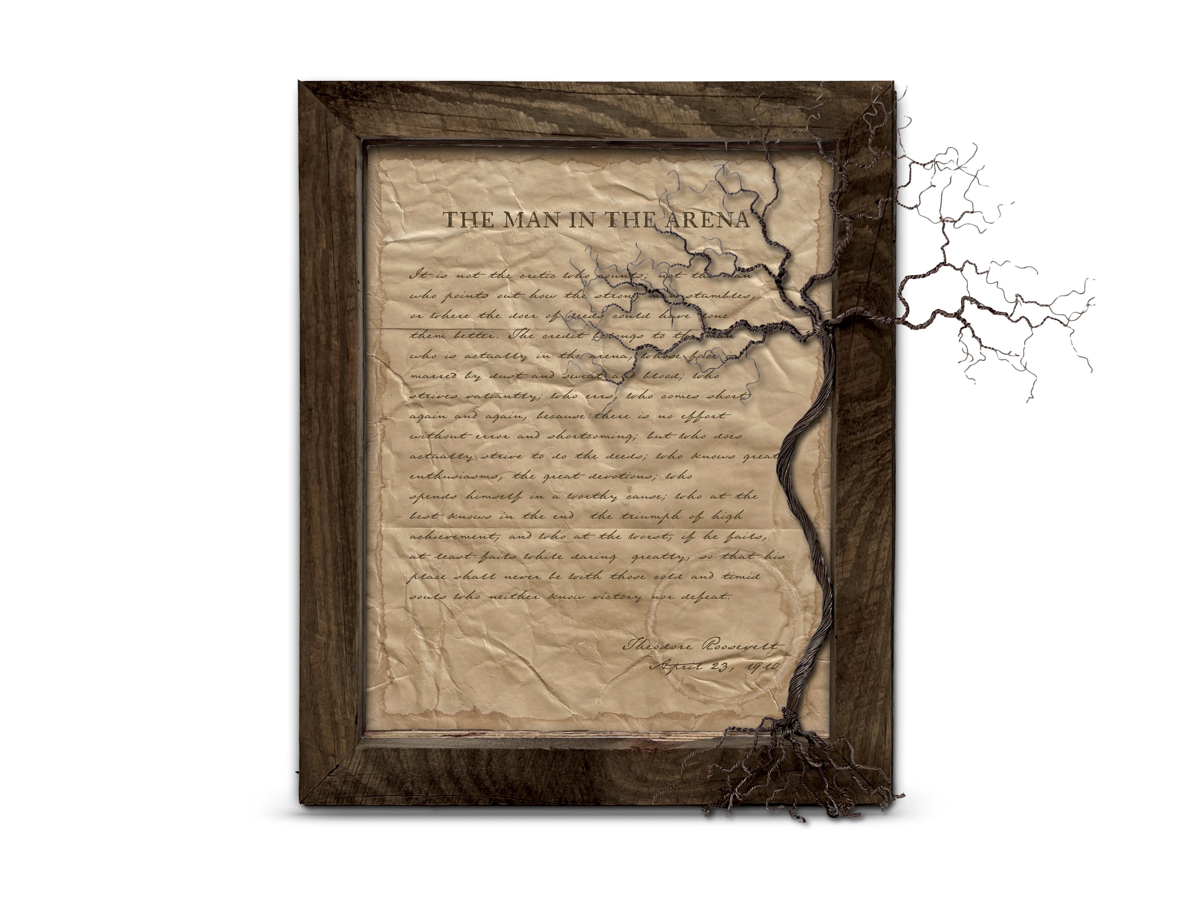 The Man in the Arena by Theodore "Teddy" Roosevelt - Handwritten Style