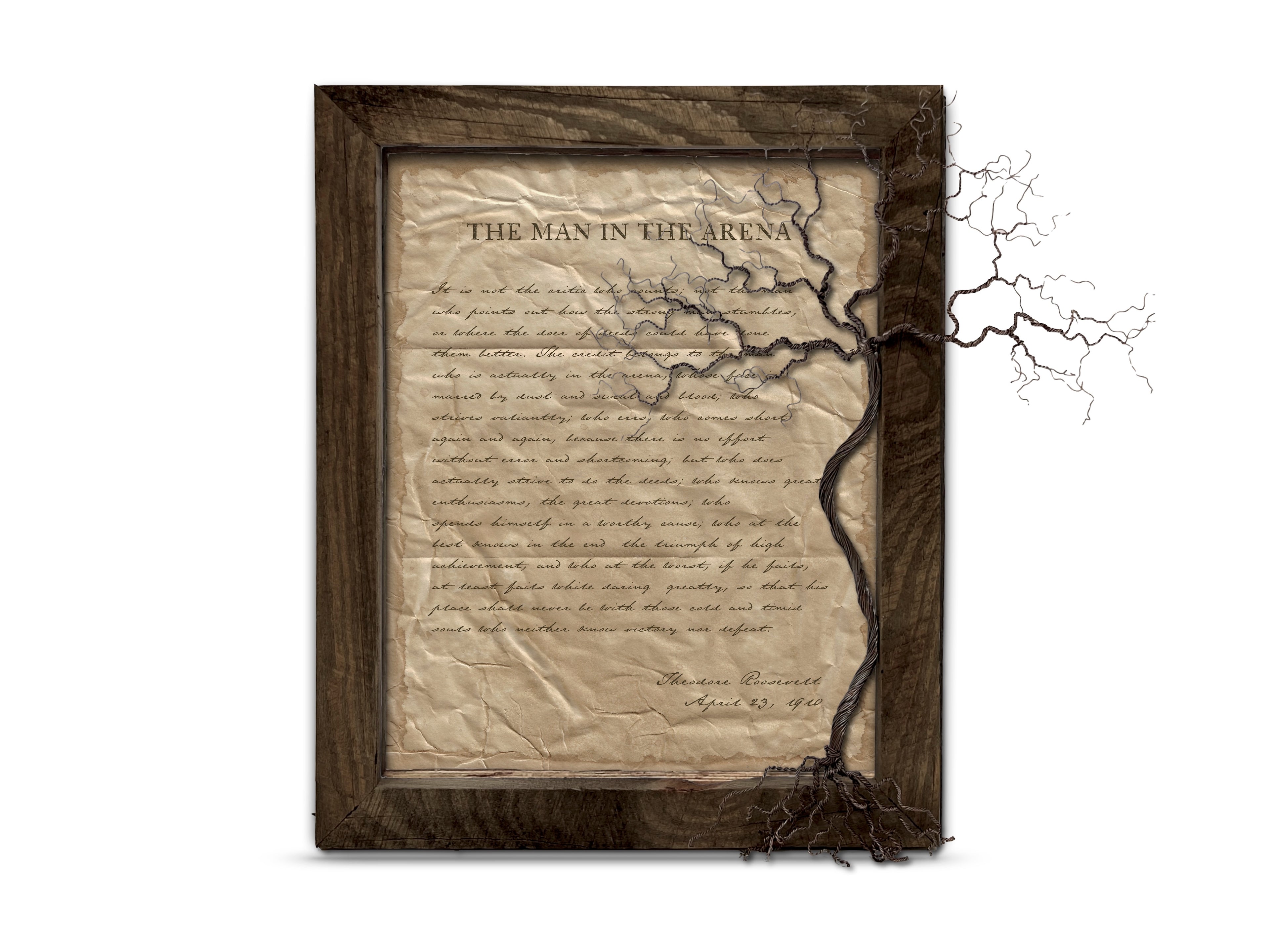 The Man in the Arena by Theodore "Teddy" Roosevelt - Handwritten Style