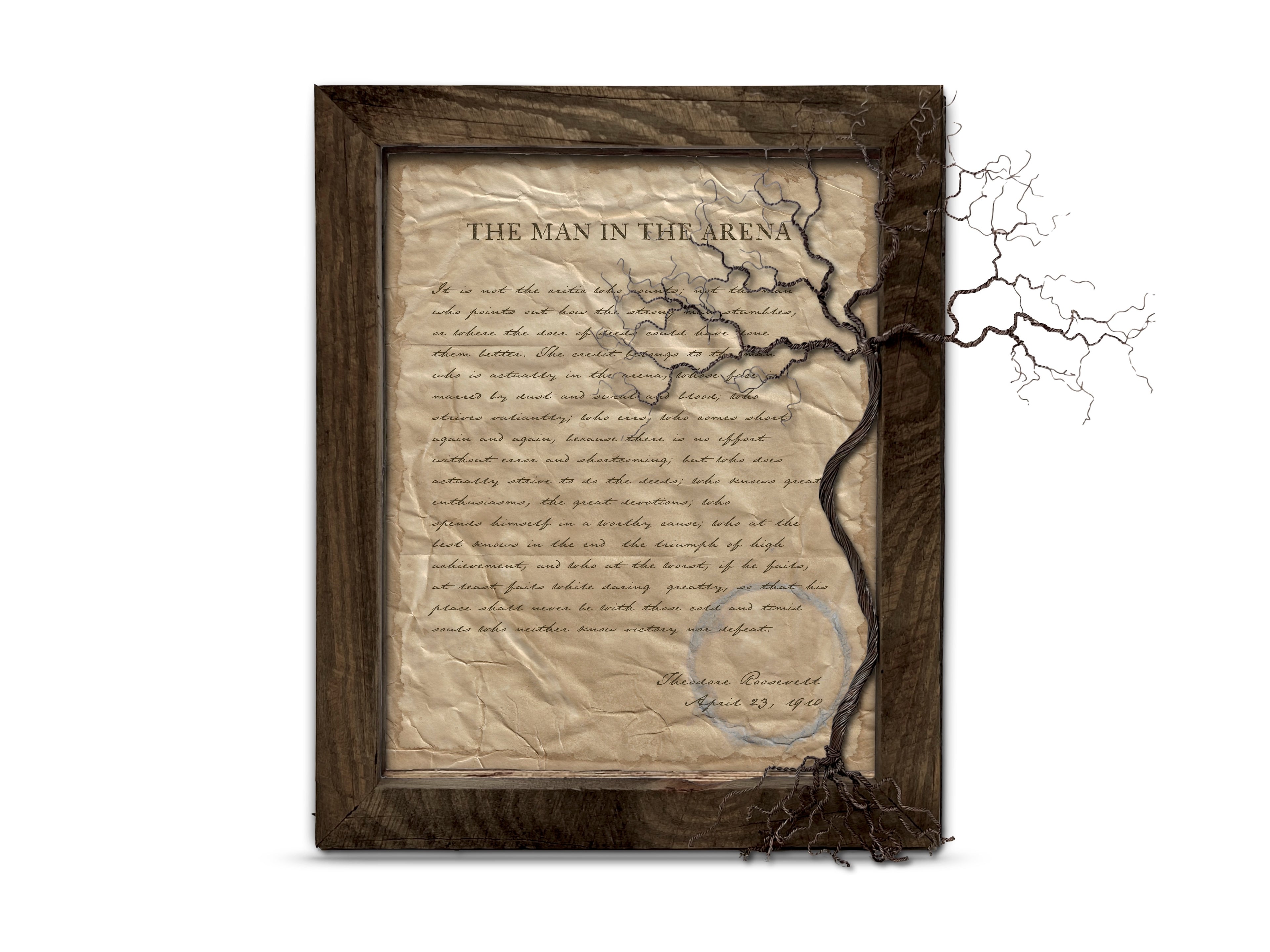 The Man in the Arena by Theodore "Teddy" Roosevelt - Handwritten Style