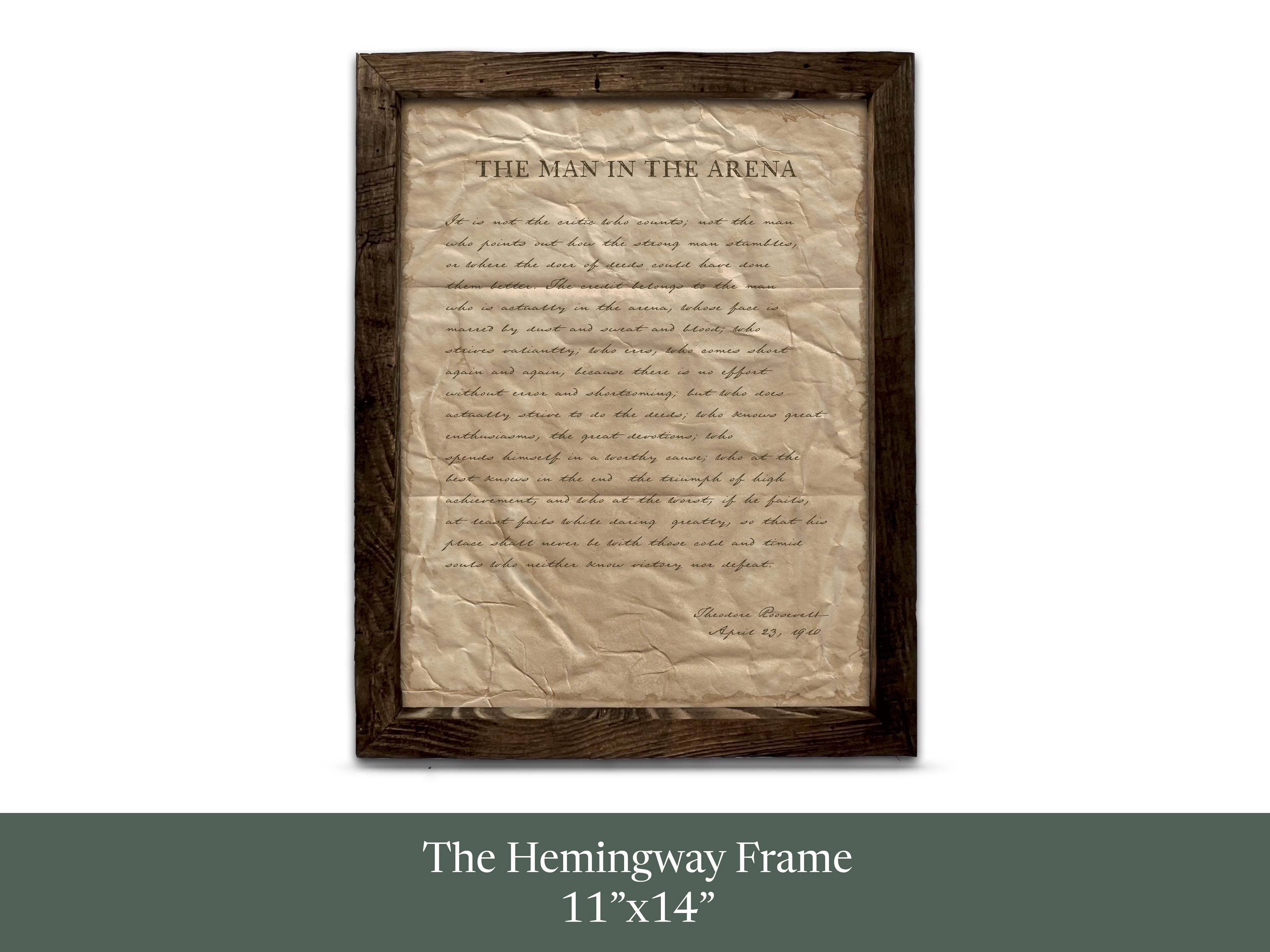 The Man in the Arena by Theodore "Teddy" Roosevelt - Handwritten Style