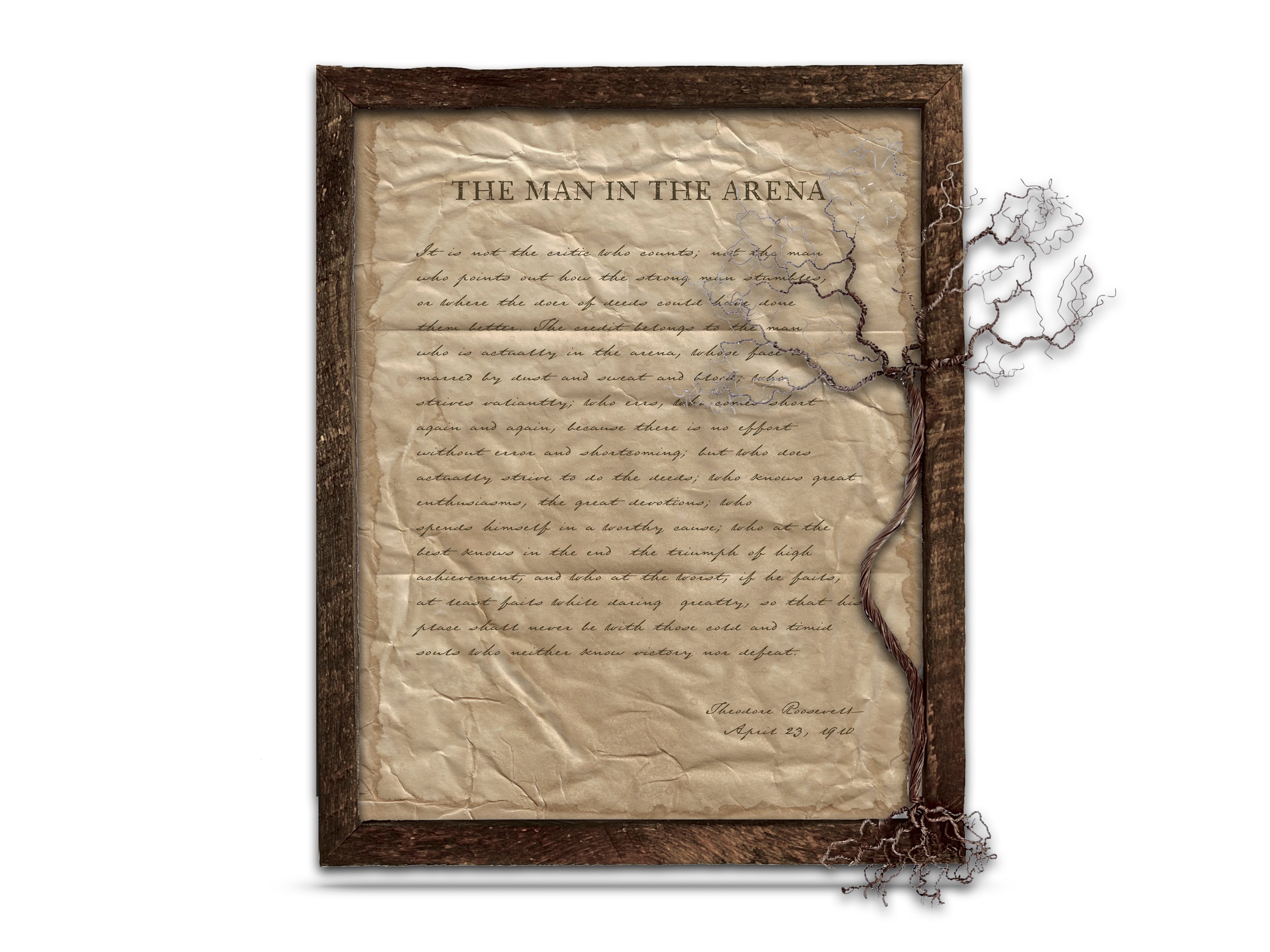 The Man in the Arena by Theodore "Teddy" Roosevelt - Handwritten Style