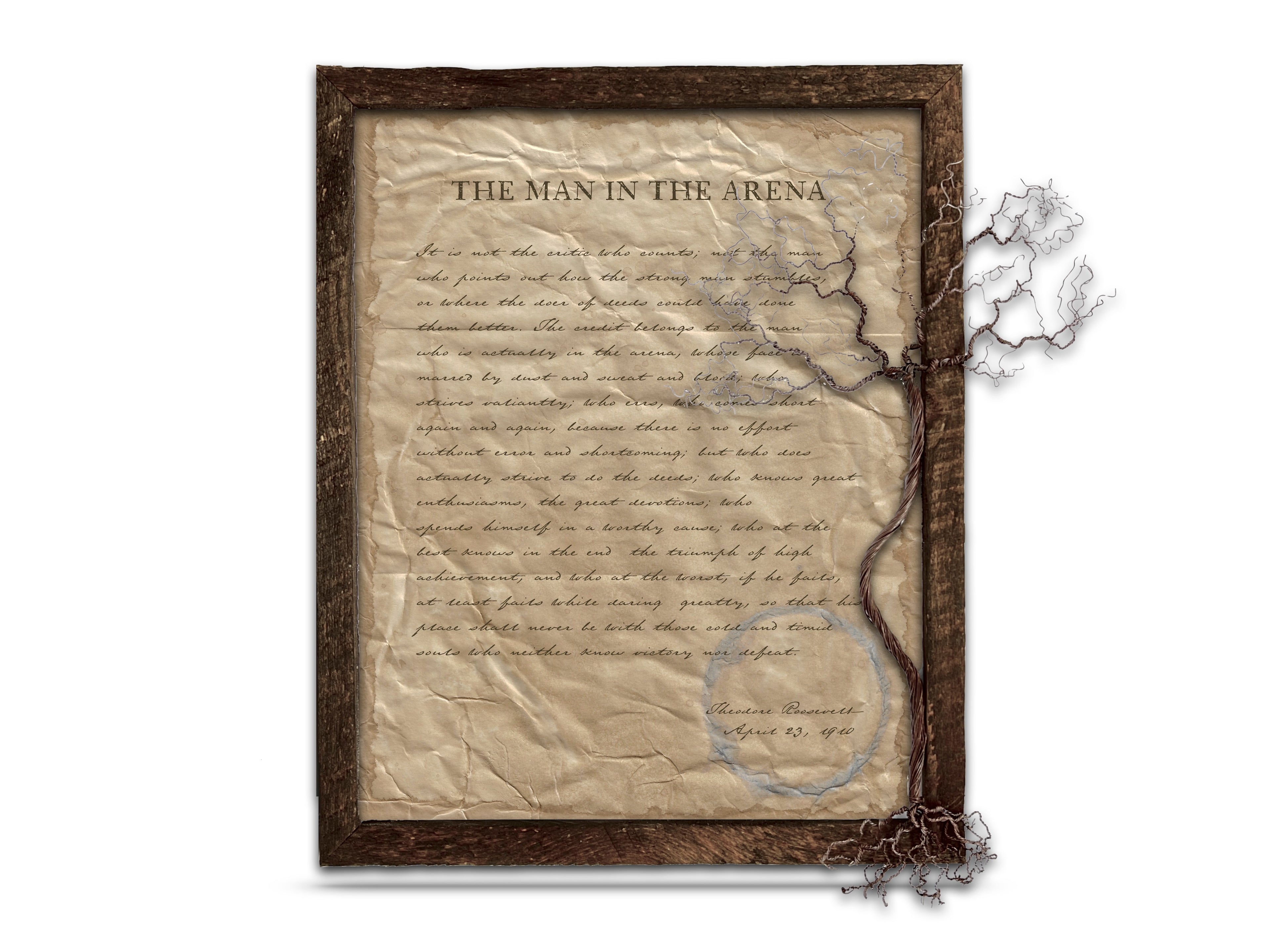 The Man in the Arena by Theodore "Teddy" Roosevelt - Handwritten Style