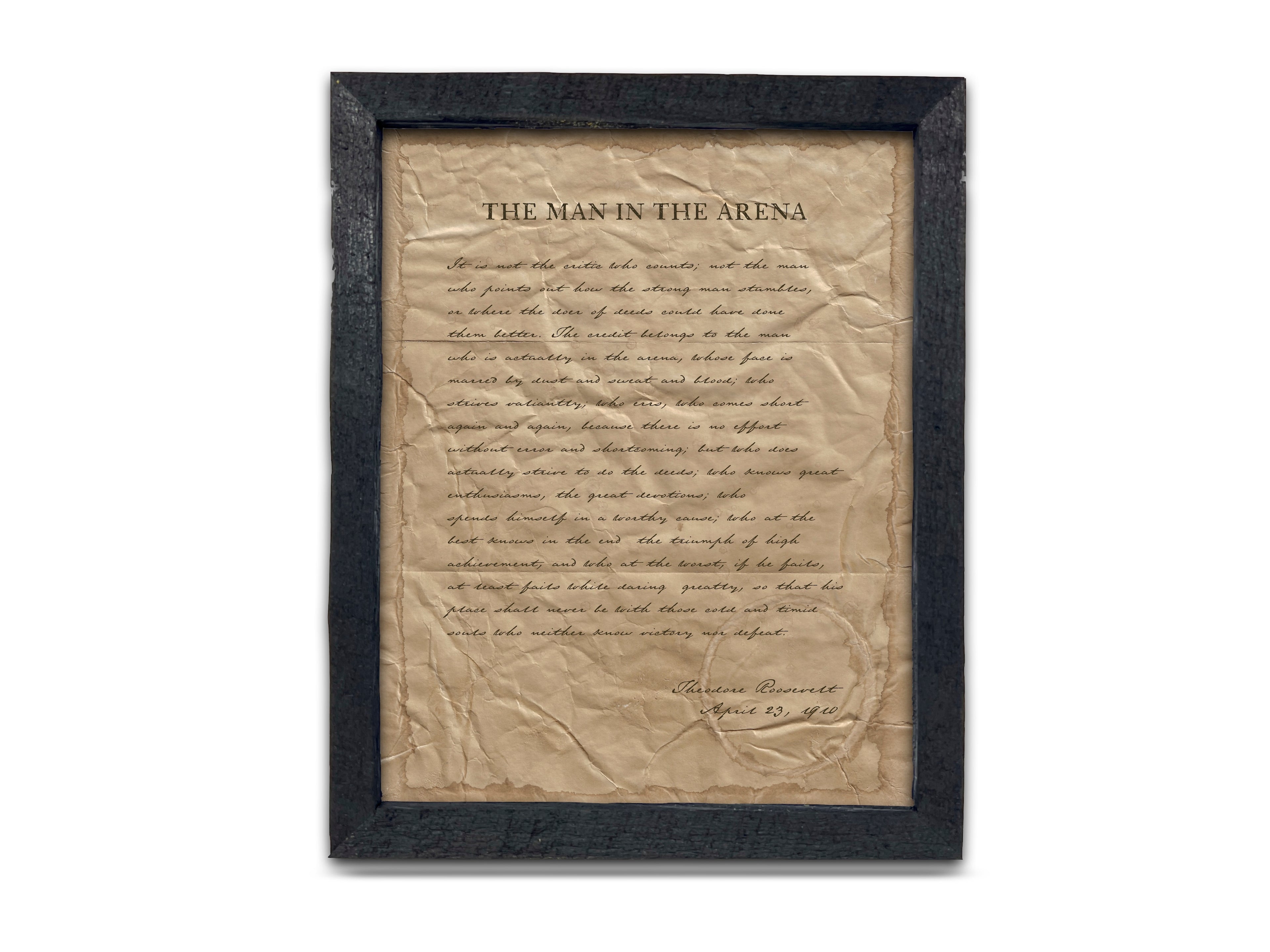 The Man in the Arena by Theodore "Teddy" Roosevelt - Handwritten Style