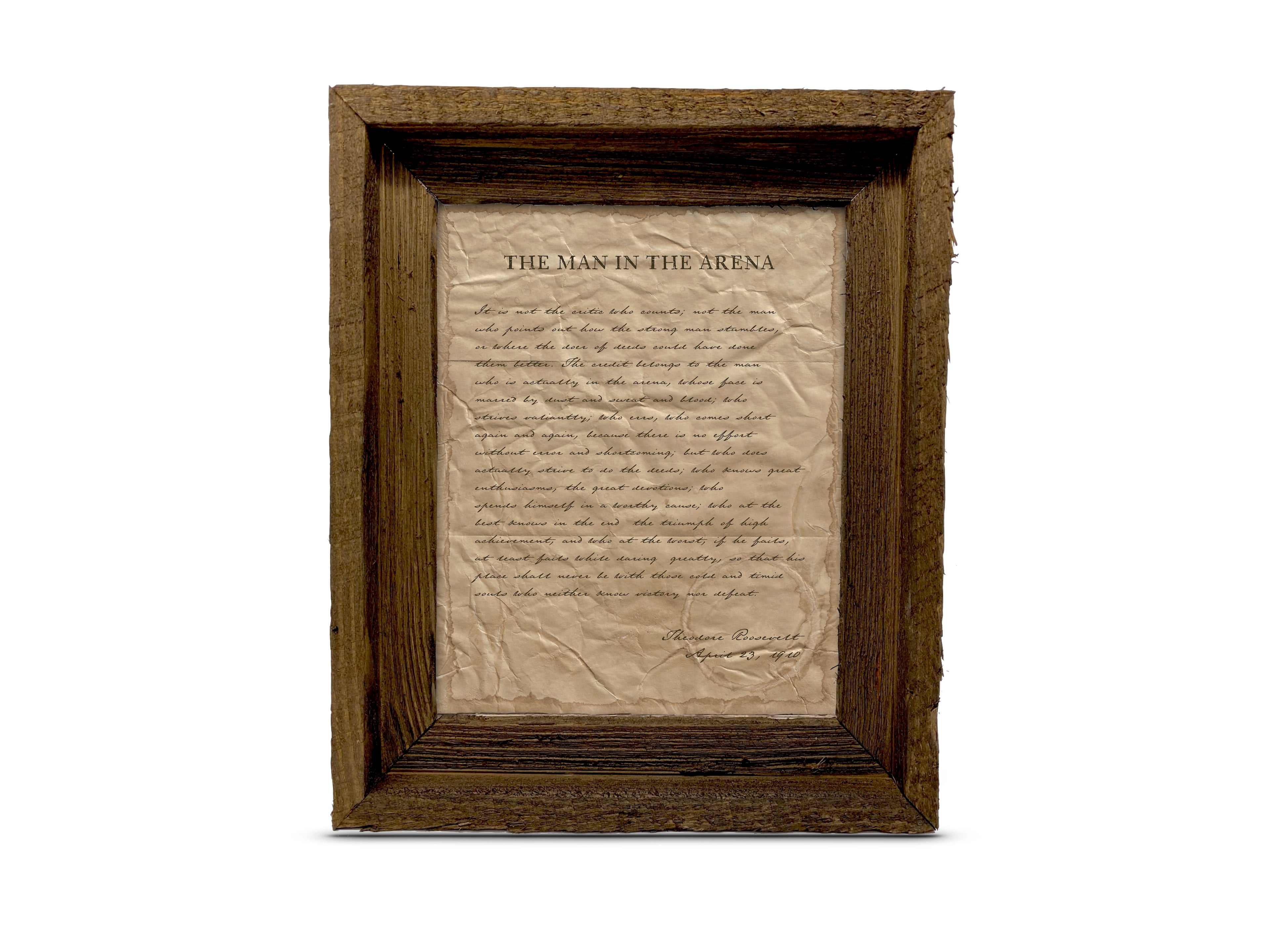 The Man in the Arena by Theodore "Teddy" Roosevelt - Handwritten Style