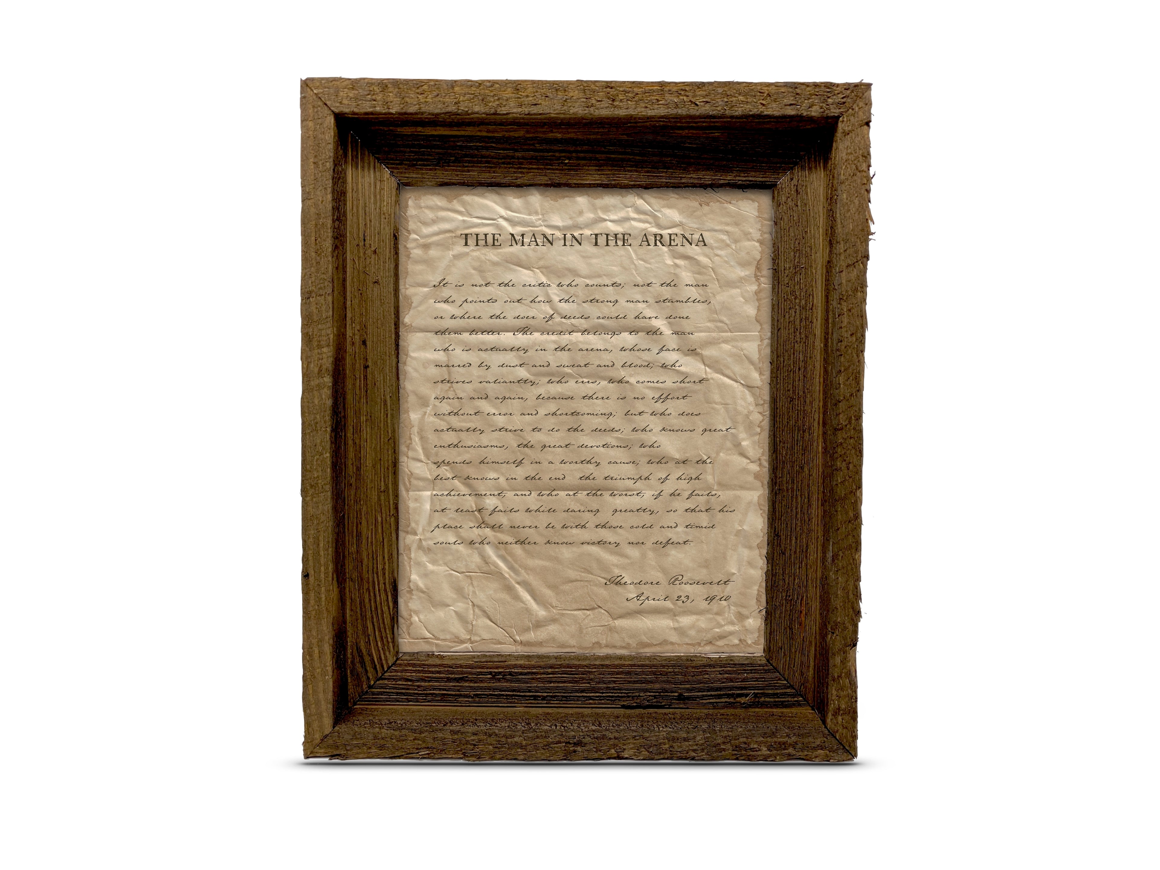 The Man in the Arena by Theodore "Teddy" Roosevelt - Handwritten Style