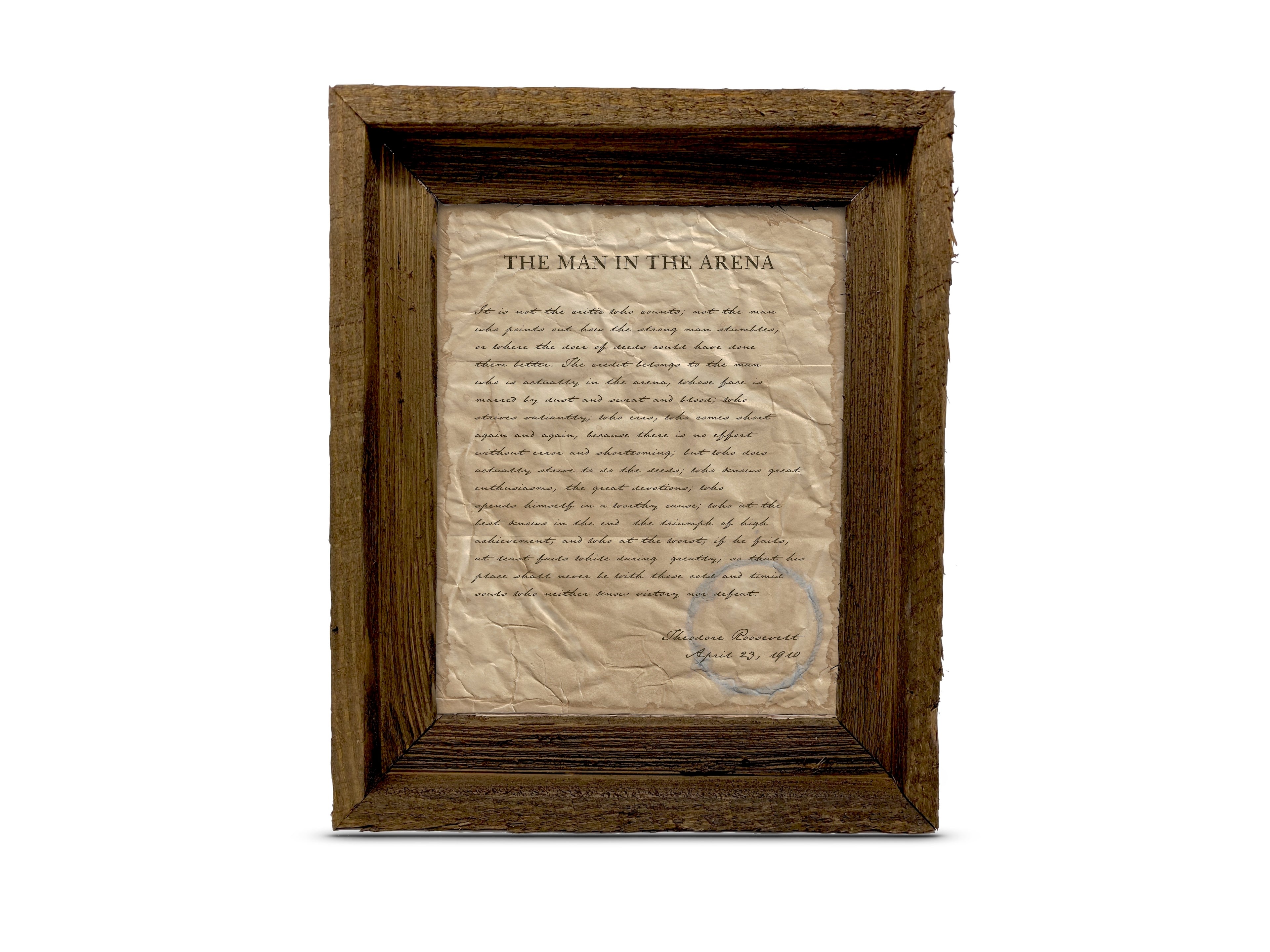 The Man in the Arena by Theodore "Teddy" Roosevelt - Handwritten Style