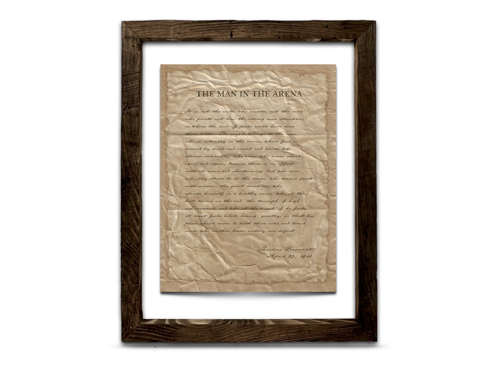 The Man in the Arena by Theodore "Teddy" Roosevelt - Handwritten Style