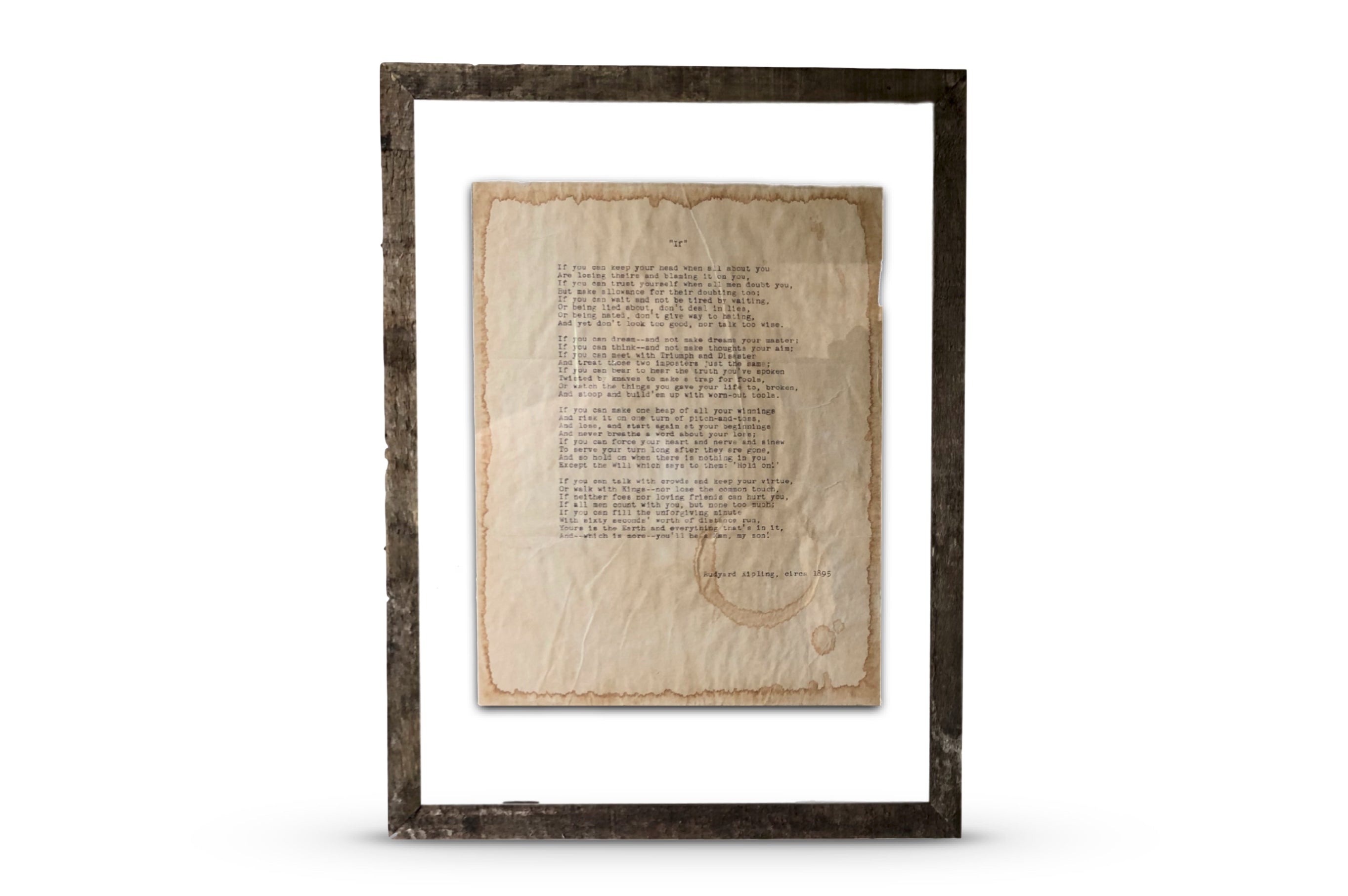 Psalm of Life by Henry Wadsworth Longfellow. Vintage poem print in rustic floating frame.