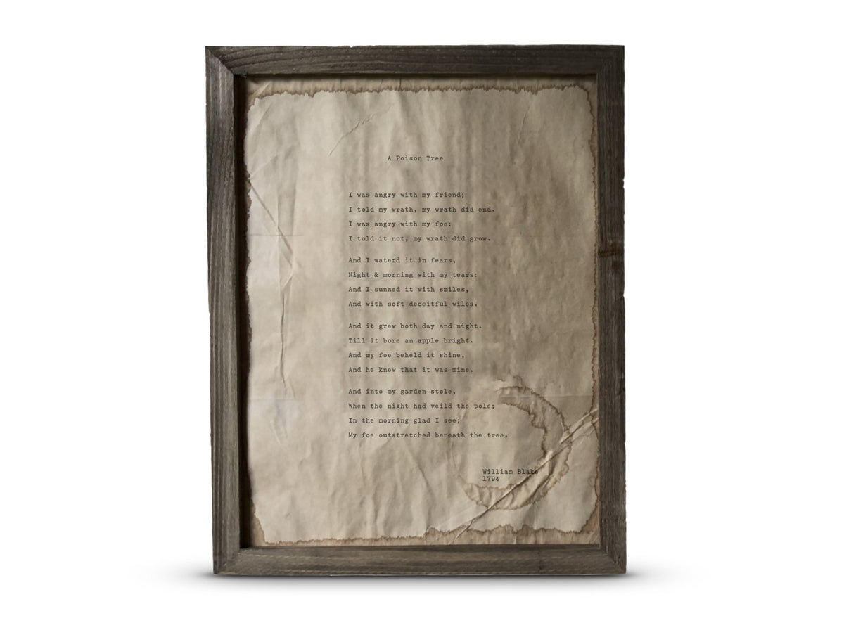 A Poison Tree Poem Print by William Blake | Handmade – Ink & Keys