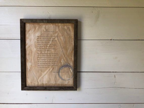 Love's Philosophy by Percy Bysshe Shelley. Vintage poem print. Typewritten