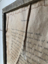 Load image into Gallery viewer, Ozymandias by Percy Bysshe Shelley. Vintage poem print. Typewritten. Close up of rustic frame.