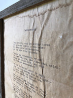 Jabberwocky by Lewis Carroll. Vintage poem print. Typewritten. Close up of frame.