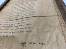 Load image into Gallery viewer, Alone by Edgar Allan Poe. Framed poem print. Typewritten text close up. 